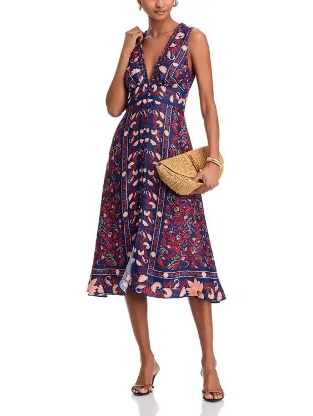 Farm Rio Boho Floral Scarf Midi Dress